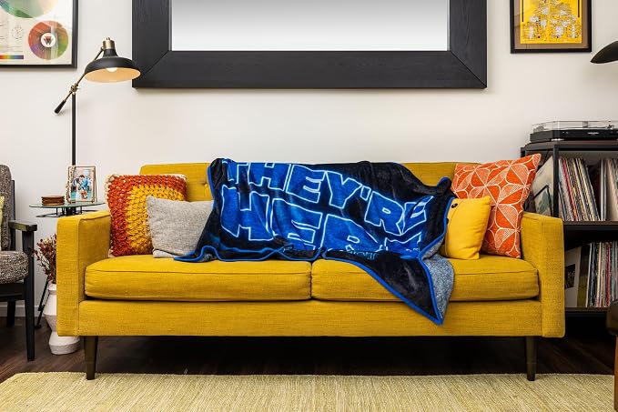 Silver Buffalo Poltergeist They're Here, Fleece Throw Blanket, 45x60in | Teddy Bear Spooky Hand Prints, Soft and Cozy, 185 GSM