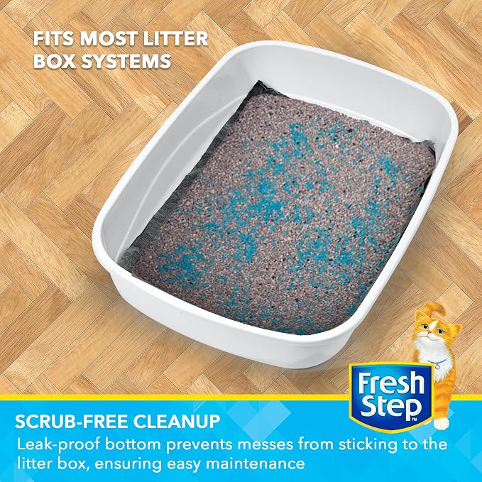 Fresh Step Charcoal Cat Litter Box Pads, Activated Carbon, 7 Count | Ultra-absorbent, leak-proof bottom, scrub-free cleanup, controls odor, 16.9 x 11.4 inch pads