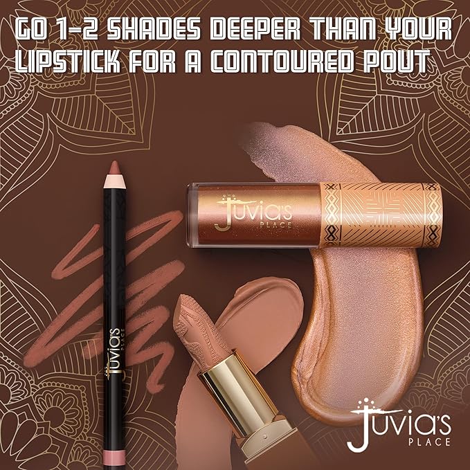 Juvia's Place Long Wear Lip Pencil – Signature – Waterproof & Kiss-proof, Long Lasting Lip Liner, Smooth Makeup Application - Soft Matte Finish Base for Lipstick - 13 Hours of Wear for Everyday Use