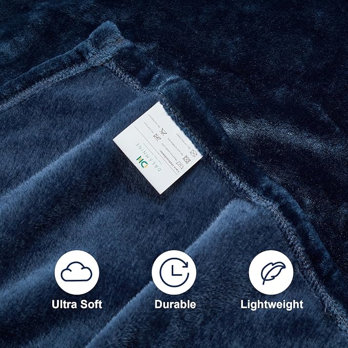 DREAMNINE Extra Large Soft Comfy Fluffy Fleece Bed Blanket Full Size 80" x 90", Luxury Decorative Fuzzy Blanket for Women Girl, Big Cozy Shaggy Warm Flannel Blankets for Winter Autumn Pets, Navy Blue