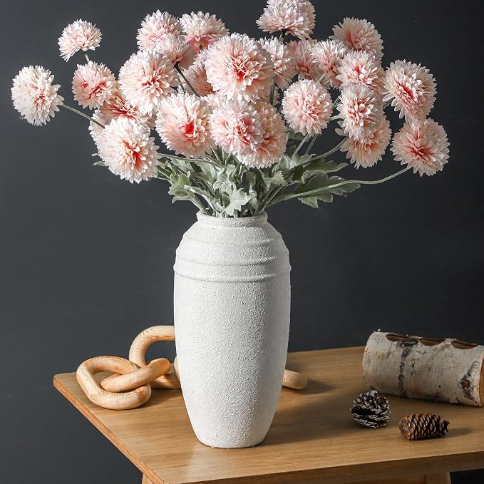 Rustic Farmhouse Flower Vase, 12.87 Inch Tall Ceramic Vase | Vintage Inspired Pottery Vase for Home Styling, Perfect for Flowers, Dining Tables, Fireplace Mantels,Seasonal Decorations