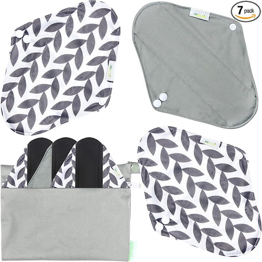 wegreeco Reusable Menstrual Pads - Reusable Sanitary Pads | Reusable Panty Liners | Soft Cloth Menstrual Pads - 6 Pack with 1 Cloth Mini Wet Bag (Medium, Luxury)