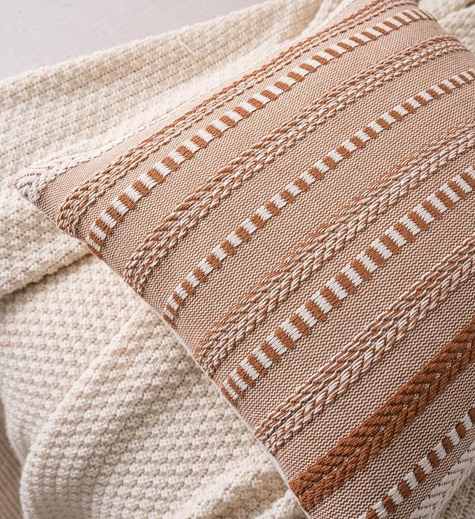Cethom Boho Throw Pillow Covers 20x20 Inch Set of 2, Farmhouse Decorative Couch Pillow Cases, Brown Accent Pillows of Bed, Sofa Bedroom Living Room Home Decor Cushion Cover