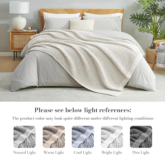 Knit Throw Blanket, Soft Chenille Cozy Breathable Pineapple Chunky Decorative Blanket for Couch, Bed & Sofa, French-Inspired Lightweight Warm Gift for Women, Beige, 60"x80"