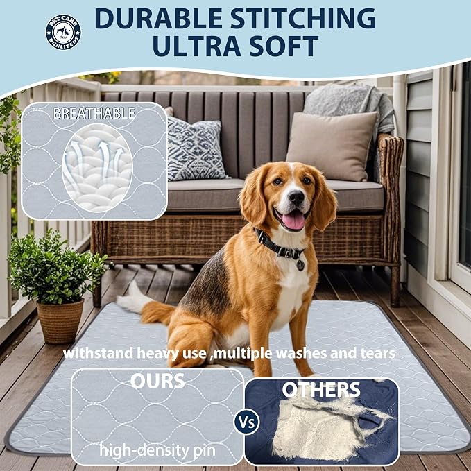 Washable Pee Pads for Dogs, Reusable Puppy Pads 39x39, 3 Pack, White Grey | Reusable, Fast Absorbent, Waterproof, Non-Slip, For Whelping, Training, Incontinence & Potty, For Dog Playpen, Crate, Car