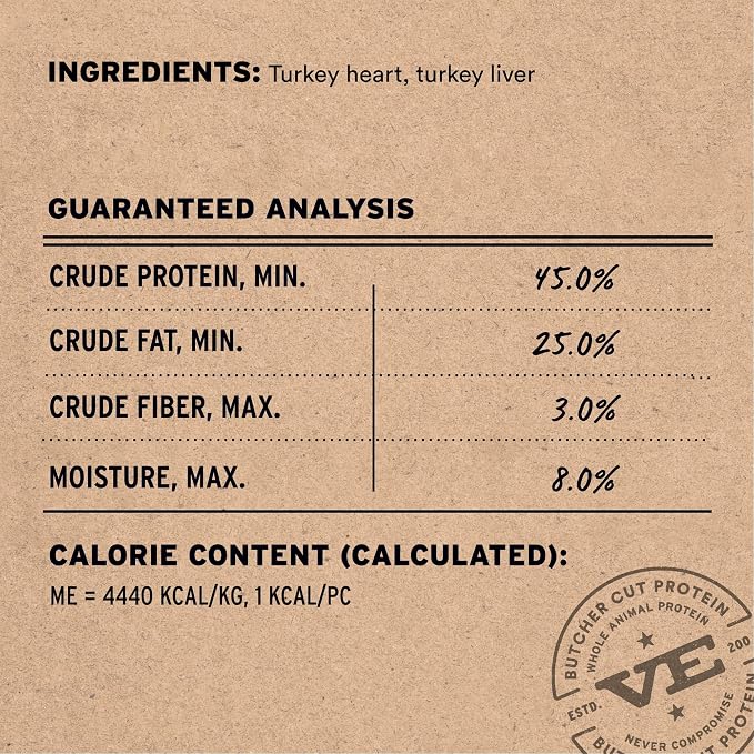 Vital Essentials Freeze Dried Dog Treats, Turkey Giblets, 2 oz Bag | Single Ingredient, Premium Quality, Grain Free Training Treats, USA Made with U.S. & Globally Sourced Ingredients