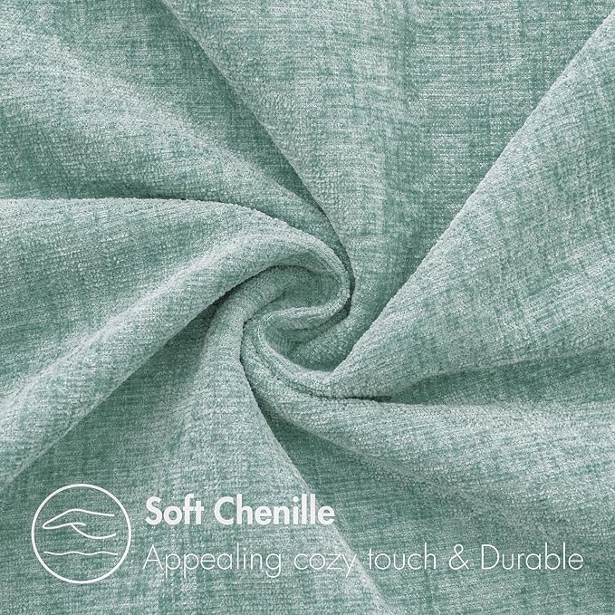 MIULEE Soft Chenille Throw Pillow Covers Aqua Green 20x20 Inch Pack of 2 | Modern Home Decor, Classic Decorative Pillows, Solid Dyed Cases, Boho Couch Cushion Covers for Sofa Bed Living Room