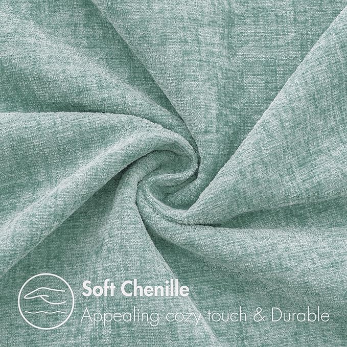 MIULEE Soft Chenille Lumbar Throw Pillow Covers Aqua Green 12x20 Pack of 2 | Modern Home Decor, Classic Decorative Pillows, Solid Dyed Cases, Boho Couch Cushion Covers for Sofa Bed Living Room