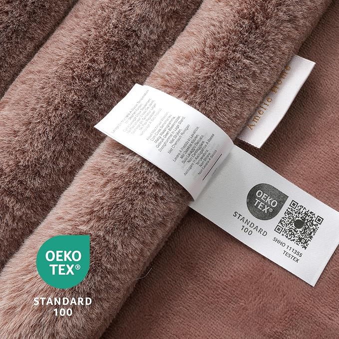 Faux Fur Throw Blanket for Couch, Ultra Cozy Fuzzy Fluffy Fur Luxurious Soft Striped Plush Gift Blankets for Family Sofa Chair Bedroom, 55"x70", Cationic Fox Pink Brown