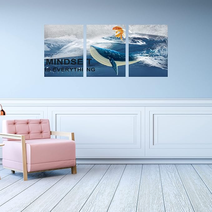 Inspirational Canvas Paintings 3 Panels Motivational Wall Art Inspirational Wall Art Entrepreneur Quotes Artwork Painting Picture for Framed Office Home Decoration Living Room Bedroom 72" W x 36" H