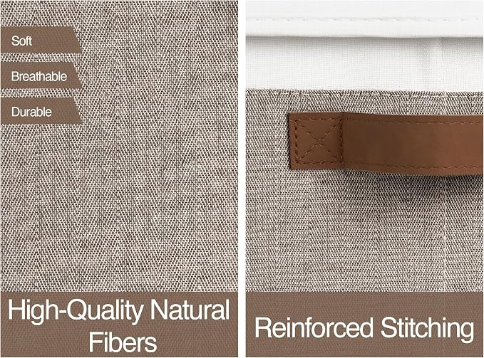 StorageWorks Fabric Storage Bins with Lids, Closet Storage Bins | Lidded Dust-proof, Easy Pull Handles, Foldable, Stackable, Ideal for Clothes Blanket Towel, Jumbo, Brown and White, 3-Pack