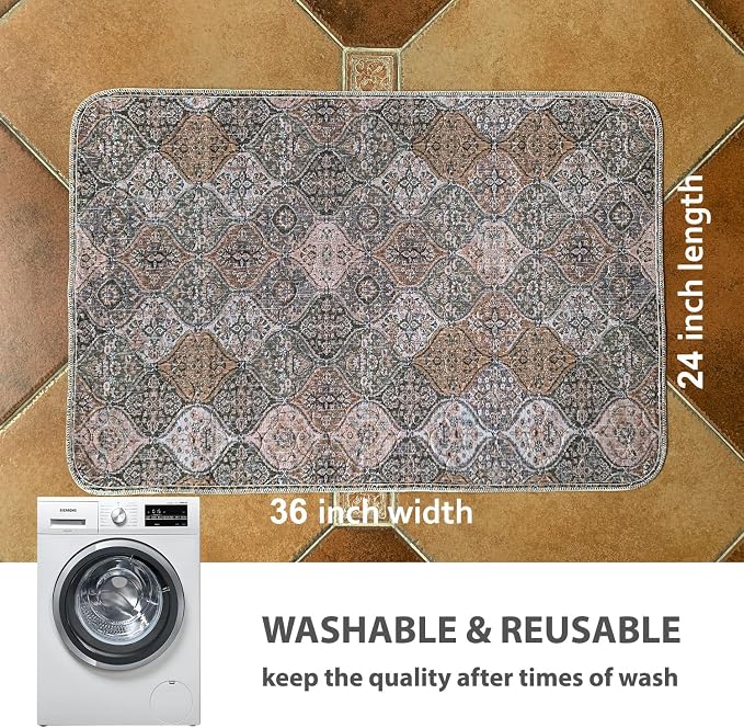 nunubaby 4PACK Washable Pee Pads for Dogs, Stylish, Non-Slip and Leak-Proof Pee Pads. Reusable Potty Pads for Dogs for Crates and Floors.(Brown/Multi,24" x36" )