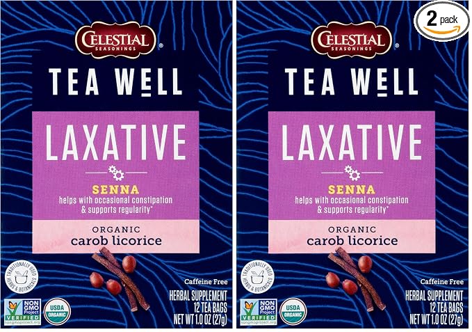Celestial Seasonings TeaWell Herbal Tea, Laxative, Organic Carob Licorice, 12 Count (Pack of 2)