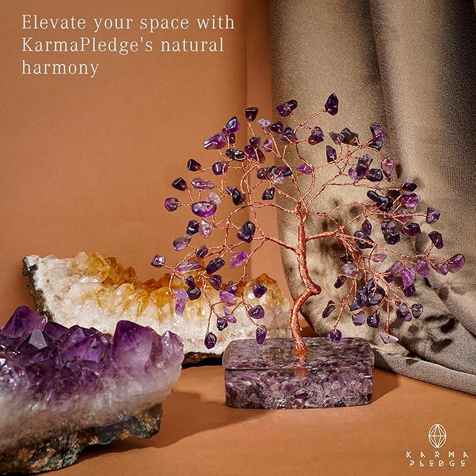 Amethyst Crystal Tree of Life Birthday Gifts for Women, Men, Friends, Handmade Chakra Healing Crystals Tree for Home Office Decor, Positivity, Good Luck, Money, Unique Gifts for Her Sister, Mom, Dad