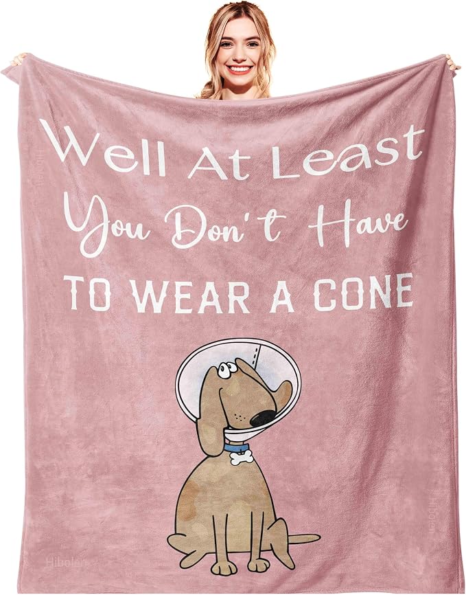 Get Well Gifts for Women/Men After Surgery Pink Blanket 60"x80" | Feel Better/Get Well Soon Gifts for Women, Surgery Recovery Gift for Men, at Least You Dont Have to Wear A Cone