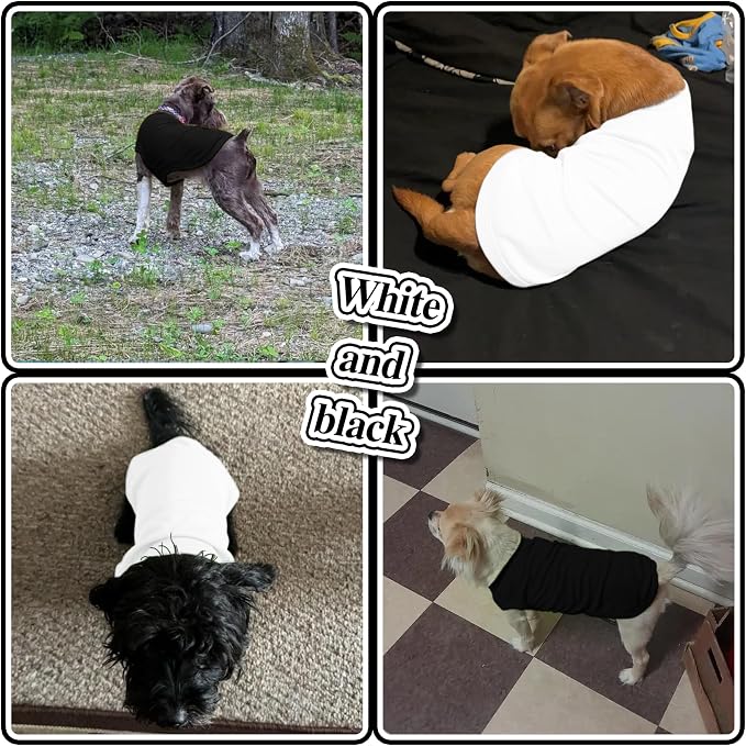 2 Pack Solid Color Dog Shirts - Lightweight, Quick Dry, Breathable Pet T-Shirts for Small to Large Dogs - Stretchy, Durable, Ideal for All Seasons and Holidays.Black White L