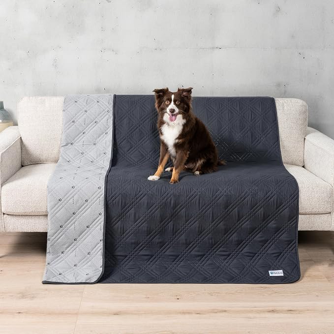 PetAmi Waterproof Couch Cover for Dog Non-Slip Bed Sofa Blanket, 68x82 Gray | Leakproof Furniture Protector for Pet Cat, Machine Washable Pee Proof Mat for Chair Car Seat, Durable & Anti Slip Backing
