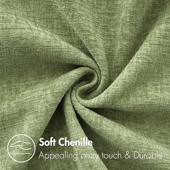 MIULEE Soft Chenille Lumbar Throw Pillow Covers Sage Green 14x24 Pack of 2 | Modern Home Decor, Classic Decorative Pillows, Solid Dyed Cases, Boho Couch Cushion Covers for Sofa Bed Living Room