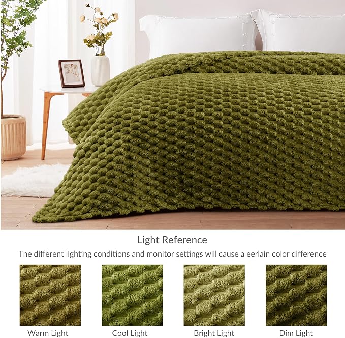 Whale Flotilla Soft Cozy 3D Fleece Throw Blanket for Couch Bed, Olive Green | Super Cozy Lightweight Plush Fluffy Throw, Luxury Decorative All‑Season Couch Cover Blanket for Sofa & Office Chair, 50"x60"