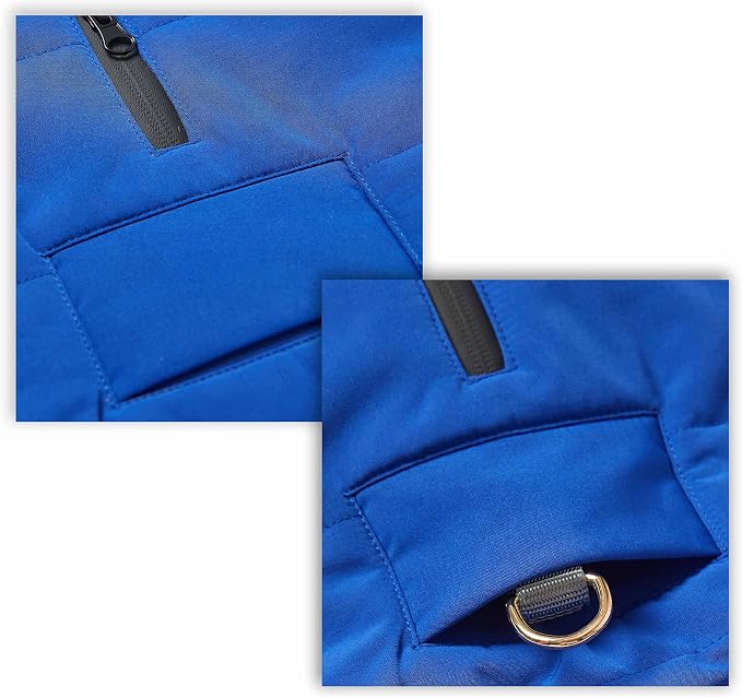 Blueberry Pet Waterproof Windproof Cozy Dog Coat – Navy Blue Puffer Winter Jacket for Medium & Large Dogs, 20" Back Length, Easy-On Design