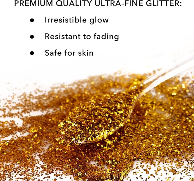 Nail Glitter - Gold Glitter in Jar - 4 Oz Glitter for Crafts - Christmas Glitter - Chunky Glitter for Slime - Face Glitter - Candle Glitter - Body Glitter