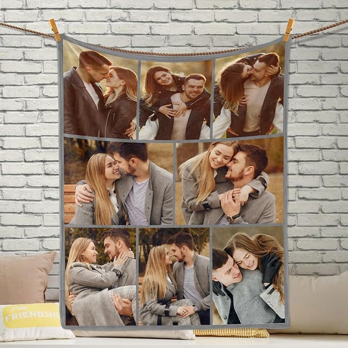 Personalized Picture Blanket, Custom Blanket With Photos for Mom Dad Couple | Personalized Mother's Day Fathers Day Christmas Birthday Gifts for Mom Girlfriend Boyfriend Wife Husband Her/Him