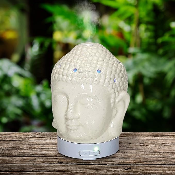 Aromar Buddha Ceramic Diffuser, White