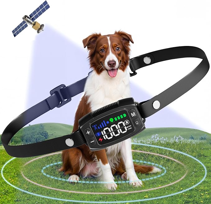 GPS Wireless Dog Fence System, Rechargeable Electric Fence for Dog
