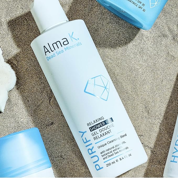 Alma K Relaxing Shower Gel - Nourishing Women and Men's Body Wash - Skincare with Dead Sea Minerals, Avocado Oil - White Tea and Neroli Scent - 8.4 oz