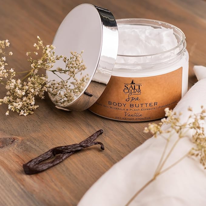 Salt Cellar Spa Vanilla Body Butter for Women, Made with Dead Sea Minerals, Shea Butter and Plant Extracts, Luxurious Skin Rejuvenation and Moisturization, Made in Israel, Cruelty-Free, Paraben Free