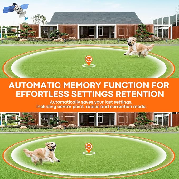GPS Wireless Dog Collar Fence System, Electric Fence for Dogs with UBLOX Chip, 55-6000FT Range, 4-Zone Progressive Correction & 3 Modes, IPX7 Waterproof GPS Dog Collar for Outdoor Use