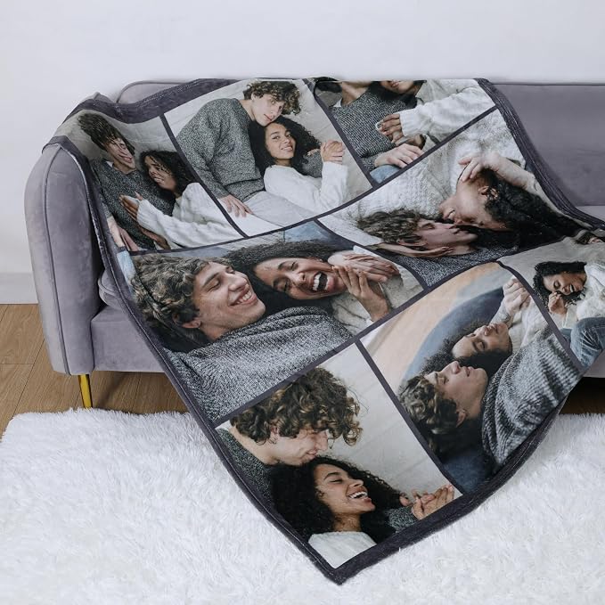 ICELIETE Custom Blanket with Picture Customized Fleece Photo Blanket for Couples Gifts Personalized Blankets and Throws Christmas Valentines Day Gifts for Boyfriend Girlfriend