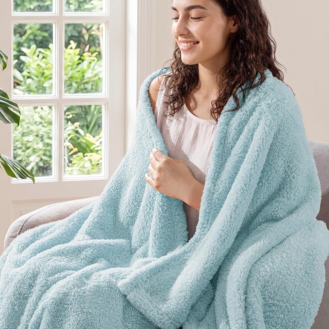 Exclusivo Mezcla Fleece Throw Blanket for Couch and Sofa, 50" x 60" | Super Soft and Cozy Fluffy Blanket for Women, Lightweight and Fuzzy Throw for Home Decor, All Season, Slate Blue