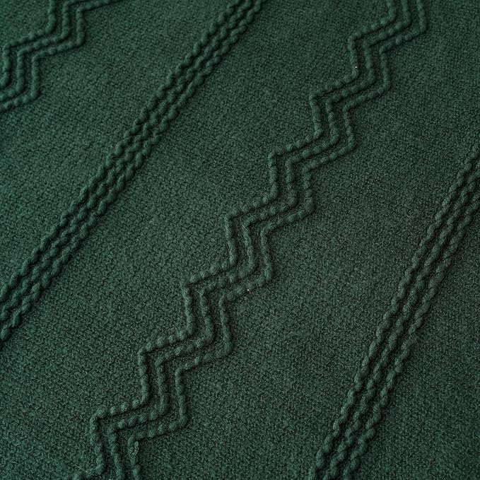 BATTILO HOME Christmas Décor Green Throw Blanket for Couch, 50"x60" | Boho Knit Bed Throws, Dark Green Throw Blanket for Home Decor