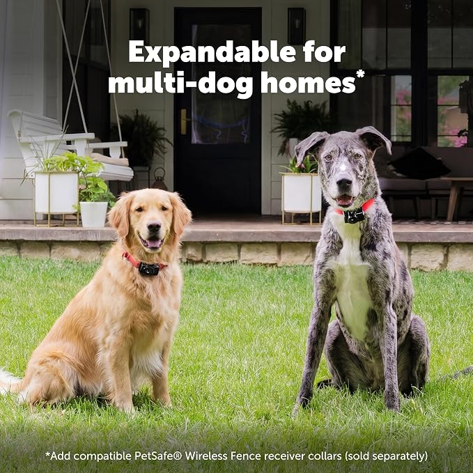 PetSafe Wireless Fence Pet Containment System + Batteries, Up to 1/2 Acre | Includes extra 2-pack RFA-67 Batteries, Static & Tone, Sets up in 1-2 Hrs, Waterproof Collar, Dogs 8 lb+, Necks 6-28in