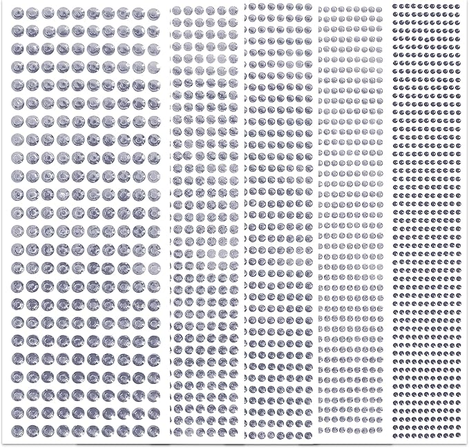3555pcs Self Adhesive Face Gems for Makeup, Festival Jewels, Hair Gems, Rhinestone Stickers for Face, Eye, Makeup, Nail, Body, Crafts 5sheets (white-3/4/5/6/8mm)
