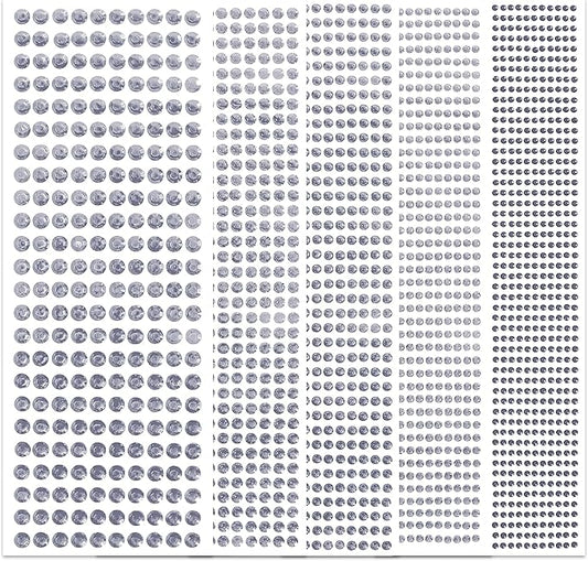 3555pcs Self Adhesive Face Gems for Makeup, Festival Jewels, Hair Gems, Rhinestone Stickers for Face, Eye, Makeup, Nail, Body, Crafts 5sheets (white-3/4/5/6/8mm)