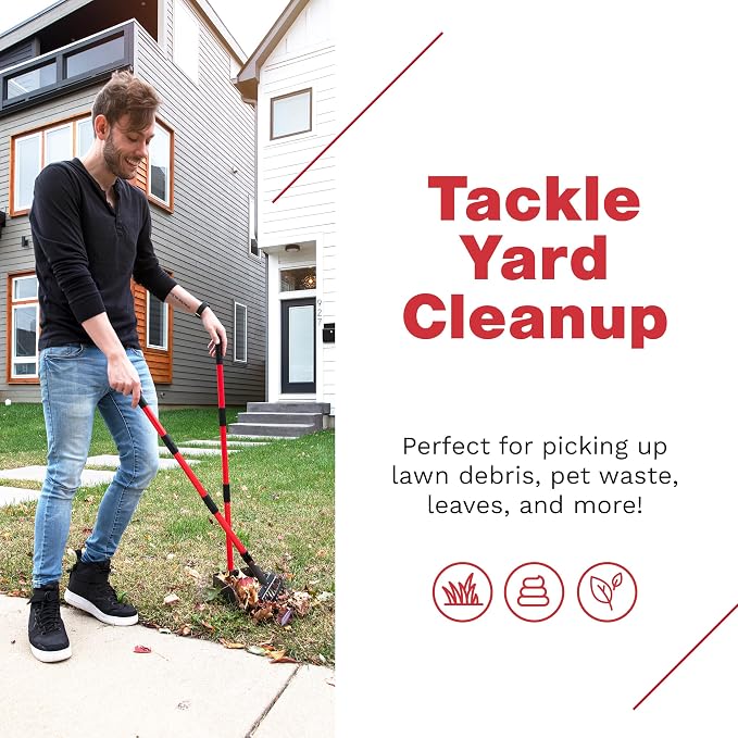 Pooper Scooper for Dogs with Long Handle Rake & Tray, Heavy Duty | Pawler Rustproof Aluminum Poop Scooper Set with 36+" Handles for Yard, Grass, Dirt & Gravel