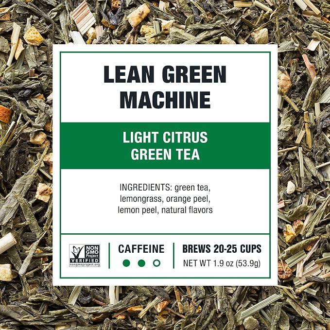Tiesta Tea - Lean Green Machine, Loose Leaf, Light Citrus Green, Premium Blend, Medium Caffeinated, 25 Cups, 1.9 Ounce Resealable Pouch