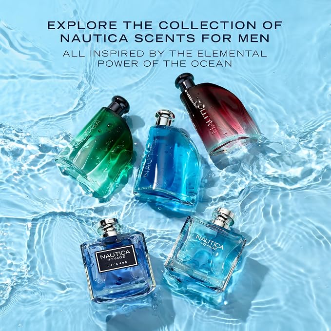 Nautica Voyage Eau De Toilette, Cologne and Fragrance For Men, Fresh, Romantic, Fruity Scent Woody, Aquatic Notes of Apple, Water Lotus, Cedarwood, and Musk Ideal Day Wear, Long Lasting 6.7Fl oz