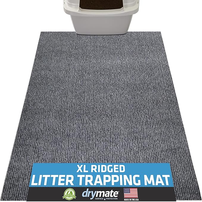 Drymate Cat Litter Box Mat, Litter Trapping Mat, Grey, 28x36 XL | Waterproof, Urine-Proof, Absorbent, Machine Washable, Soft on Paws, Contains Mess, Protects Floors, Kitten Supplies, USA Made