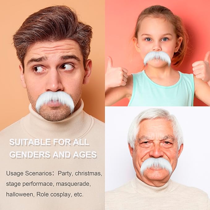 Fake Mustache for Men Classic Halloween Self Adhesive Fake Beard Novelty Stick On Fake Mustaches