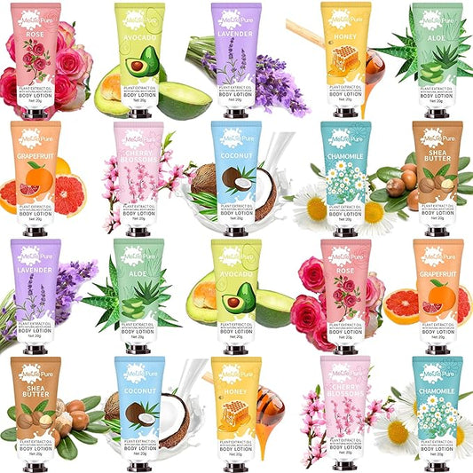 20 Pack Lotion for Women,Body Lotion for Dry Skin,Mothers Day Gifts,Teacher Appreciation Gifts,Nurses Gift,Thank You,Travel Size Natural Fragrance Body Moisturizer With Shea Butter,Baby Shower Favors