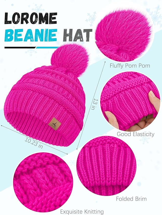 Winter Hat Scarf Gloves and Ear Warmer, Warm Knit Beanie Hat Touch Screen Gloves Set Winter Gifts Neck Scarves for Women