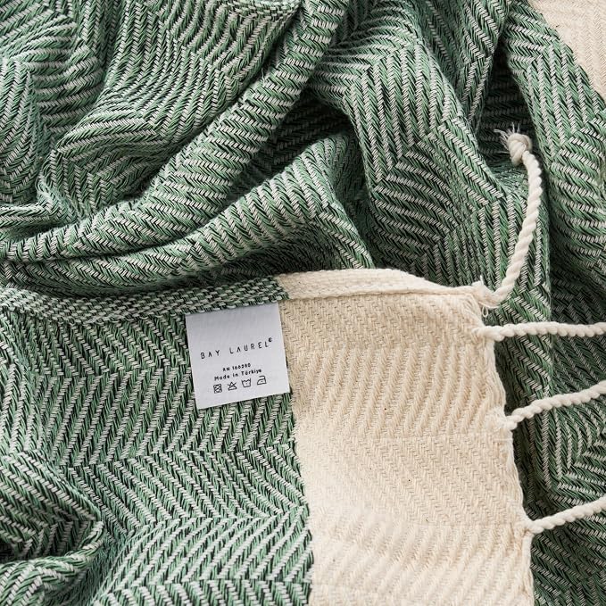 BAY LAUREL Turkish Hand Towel – Pack of 2 | Soft & Absorbent Decorative Towels for Bathroom, Hand, Face, Hair, Gym, Yoga, SPA, Kitchen & Tea | Boho Decor(Army Green, Herringbone 15x26 Inches(Set of 2)