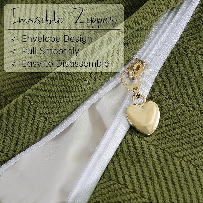 Olive Green Pillow Covers 18x18 Set of 2 Chenille Throw Pillow Covers with Elegant Design Soft and Luxurious Decorative Throw Pillows for Couch, Bed, and Home Decor