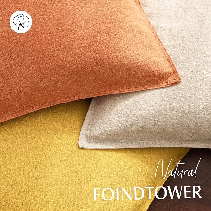 Foindtower Pack of 2, Decorative Linen Solid Throw Pillow Covers Soft Accent Euro Cushion Case Boho Farmhouse Pillowcase for Chair Couch Sofa Bedroom Living Room Home Decor 20 x 20 Inch Dusty Orange