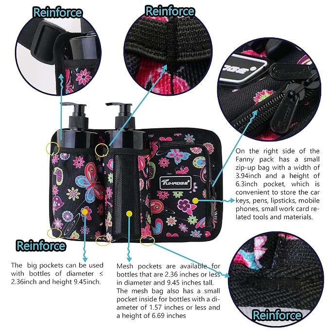 Tuhaoge Massage Bottle Bag Massage Oil Holster Lotion Holster Massage Therapist Massage Oil Holster Massage Lotion (3kd- BHuDieHua)