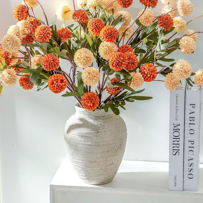 Ceramic Flower Vase - 7.4 Inch Farmhouse Rustic Vase for Home Decor Handcrafted Pottery Vase Small Terracotta Vases for Dining Table Decor Fireplace Living Room Bathroom Wedding Centerpiece