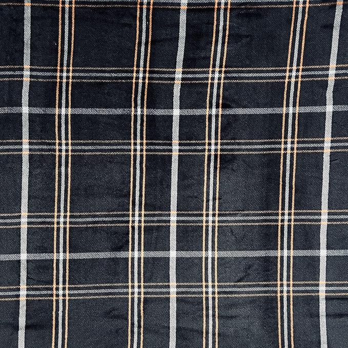 Halloween Fall Fleece Throw Blanket, Black White Orange Plaid, 50x60 | Ultra-soft cozy flannel fleece, for sofa bed couch chair & dorms, spooky Halloween décor, durable and machine washable.